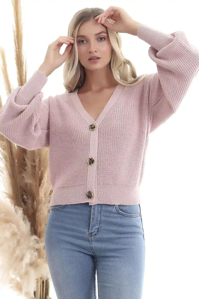 Strickjacke - Regular-Rosa-StrickPullover-Pullover-Sweater