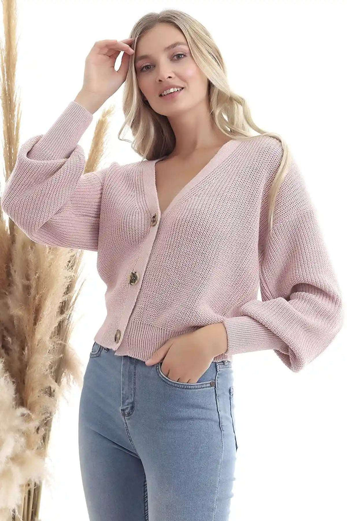 Strickjacke - Regular-Rosa-StrickPullover-Pullover-Sweater