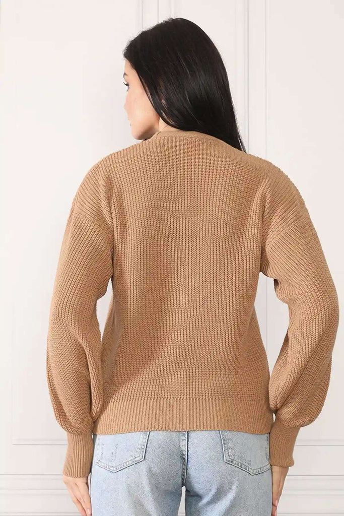 Strickjacke - Regular-Camel-StrickPullover-Pullover-Sweater