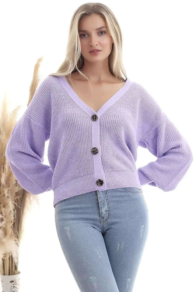 Strickjacke - Regular-Lila-StrickPullover-Pullover-Sweater