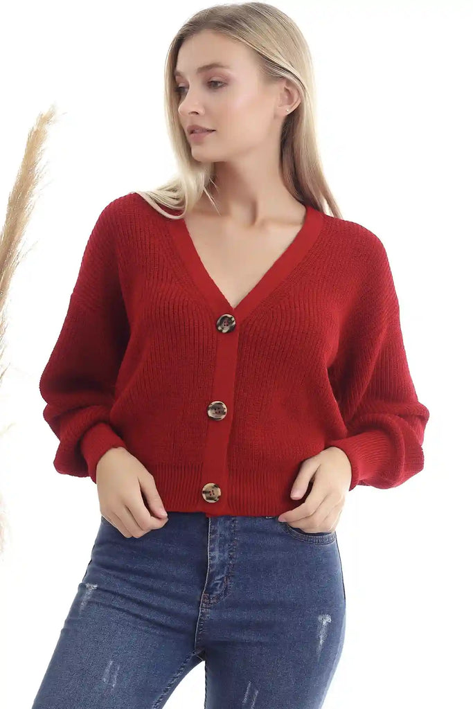 Strickjacke - Regular-Rot-StrickPullover-Pullover-Sweater