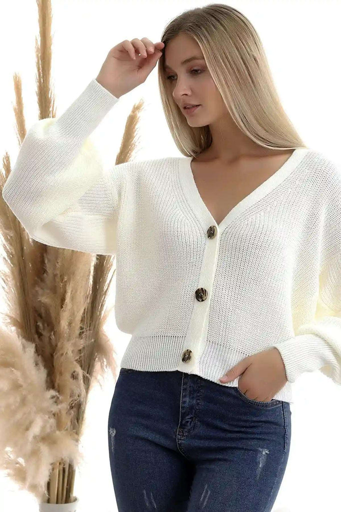 Strickjacke - Regular-Weiss-StrickPullover-Pullover-Sweater