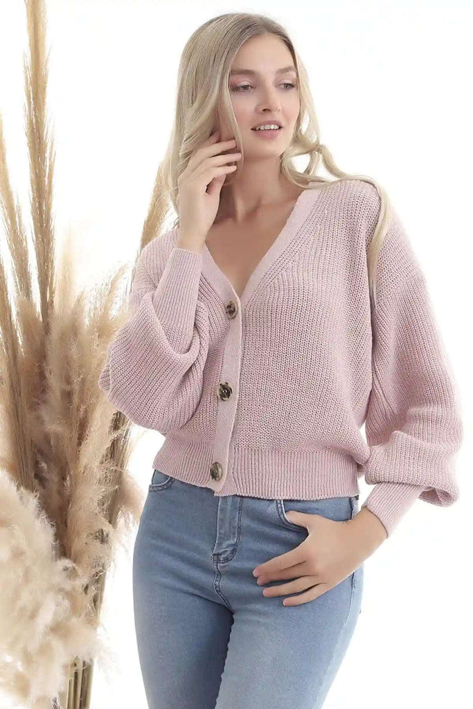 Strickjacke - Regular-Rosa-StrickPullover-Pullover-Sweater