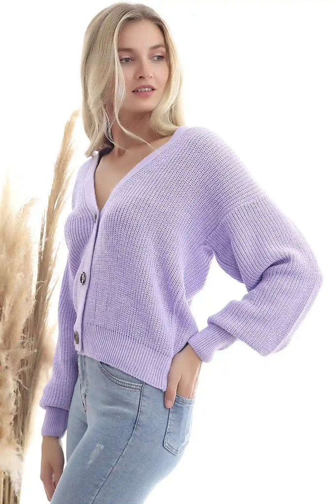 Strickjacke - Regular-Lila-StrickPullover-Pullover-Sweater