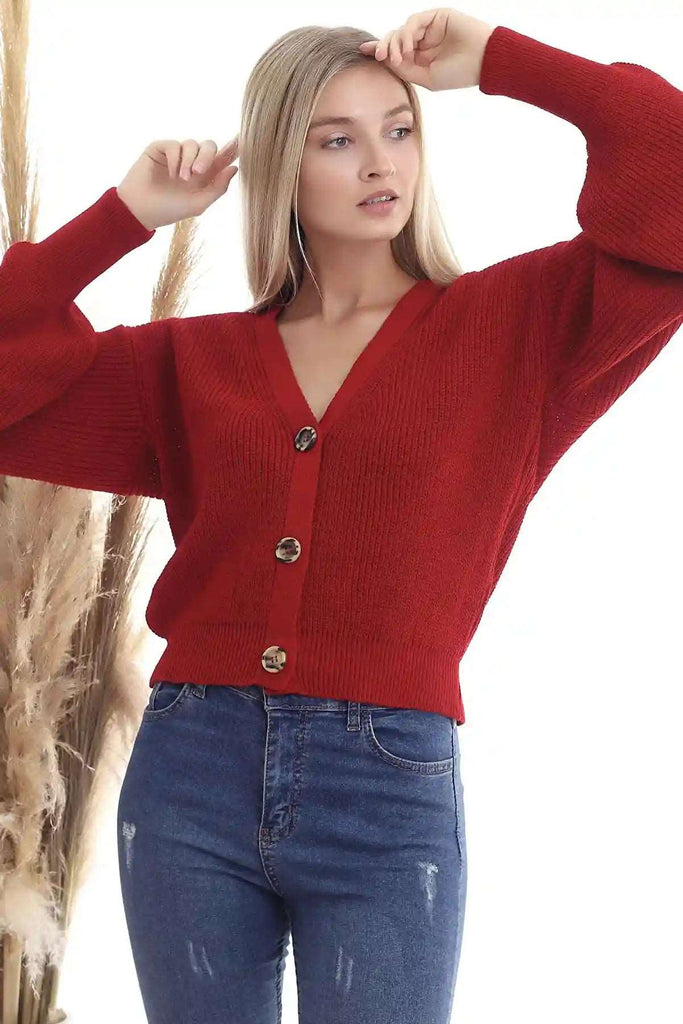 Strickjacke - Regular-Rot-Strickpullover-Pullover-Sweater