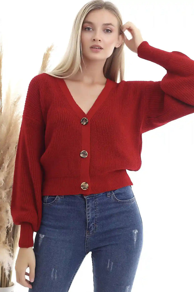 Strickjacke - Regular-Rot-Strickpullover-Pullover-Sweater