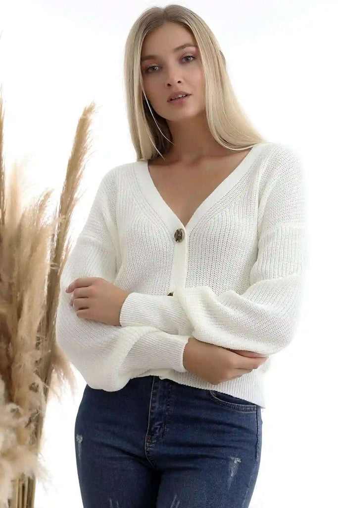 Strickjacke - Regular-Weiss-StrickPullover-Pullover-Sweater